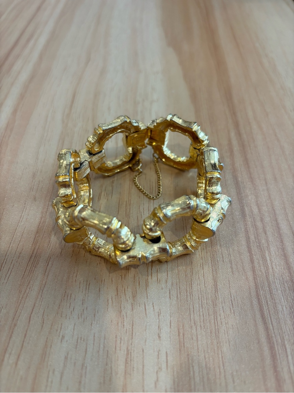Vintage Pauline Rader Gold Toned Bamboo Motif Link Bracelet